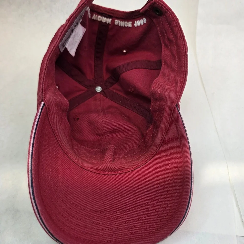 Vintage Carhartt Baseball Cap Burgundy Embroidered Patch Hard‎ At Work Strapback